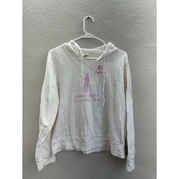 Old Navy Womens Pullover Size XL White Volleyball Team Captain Hooded Y2K - Picture 1 of 12